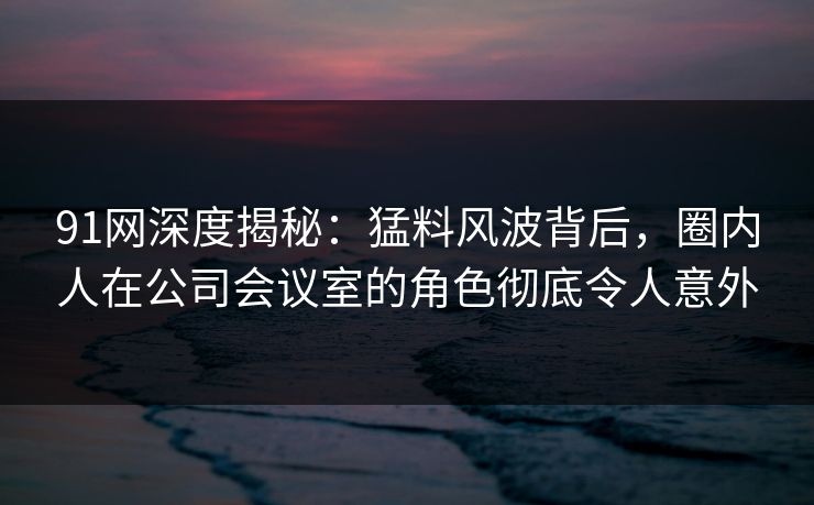 91网深度揭秘：猛料风波背后，圈内人在公司会议室的角色彻底令人意外