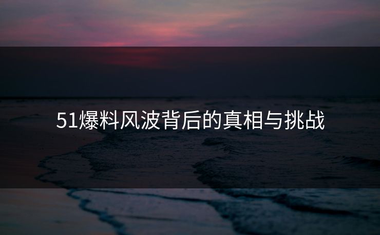 51爆料风波背后的真相与挑战