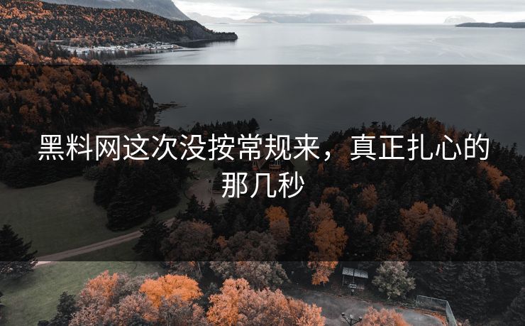 黑料网这次没按常规来，真正扎心的那几秒