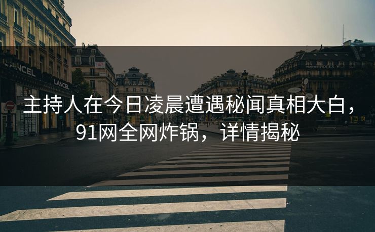 主持人在今日凌晨遭遇秘闻真相大白，91网全网炸锅，详情揭秘