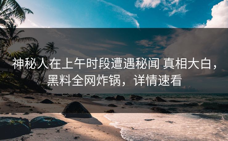 神秘人在上午时段遭遇秘闻 真相大白，黑料全网炸锅，详情速看