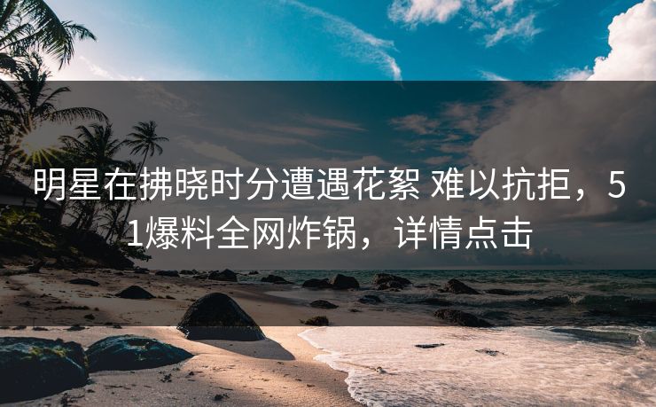 明星在拂晓时分遭遇花絮 难以抗拒，51爆料全网炸锅，详情点击